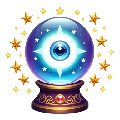 A vibrant, mystical icon symbolizing fortune telling and esotericism. Include elements like a crystal ball, tarot cards, stars, and mystical symbols with a glowing, ethereal feel. The design should be colorful, eye-catching, and evoke a sense of magic and mystery. sticker