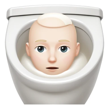 White toilet with a person's head visible in the bowl sticker
