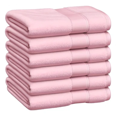 Stack of pastel pink towels, neatly folded, minimal backdrop sticker