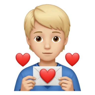 Un garçon blond aux yeux marrons de 13 ans qui tient avec ses mains un L avec des cœurs autour de son visage sticker