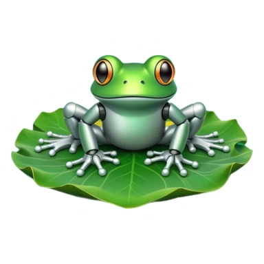 robot frog on lotus leaf sticker