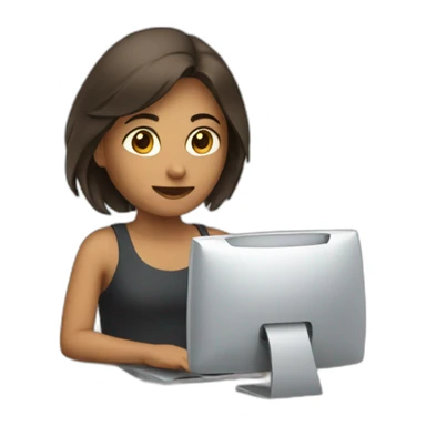girl work on computer sticker