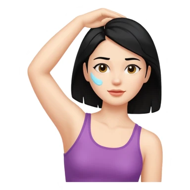 woman black long hair shaving armpit sticker