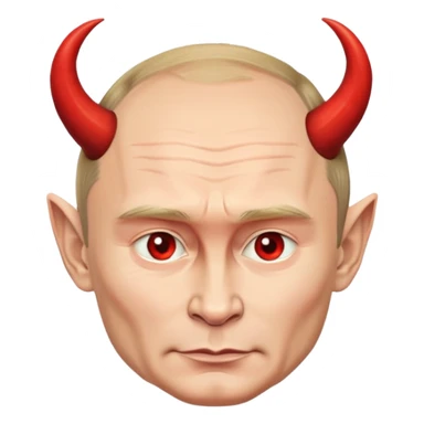 Putin with devil horns and tail sticker