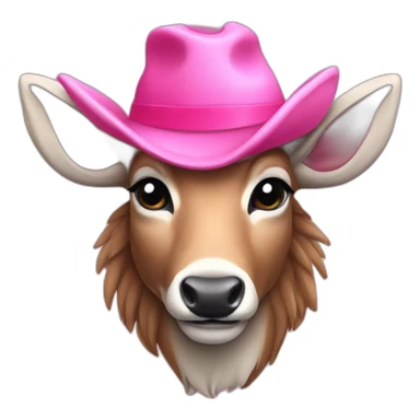 A humanoid deer with a Big pink hat sticker