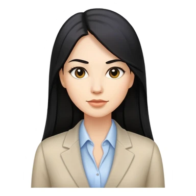 business woman long straight caucasian long black hair sticker