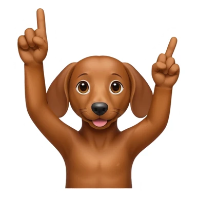 Create a dachshund showing a victory sign with his fingers sticker