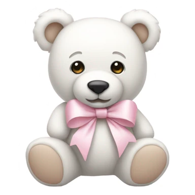 White teddy bear with a light pink bow sticker