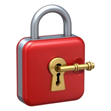 Closed padlock with a key inserted into it sticker