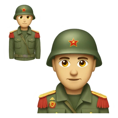 ussr soldier serious with military helmet sticker