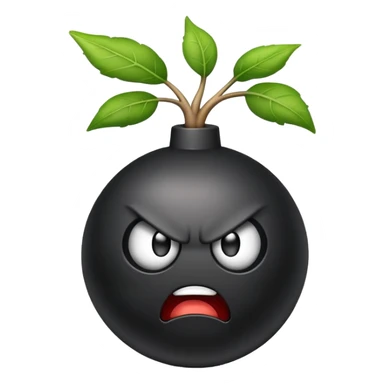 Bomb as a root, angry face emoji as a growing stem sticker