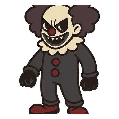 flat toon style dark clown with bold lines sticker