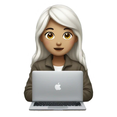 Korean girl with macbook sticker