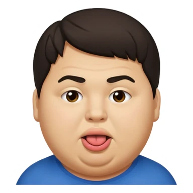 Fat teen from kosovo with flat hair covering his forehead, with his tongue out sticker