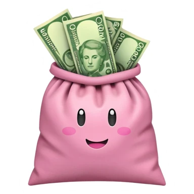 Forest Green Australian $100 long rectangle money notes overflowing in a pink sack sticker