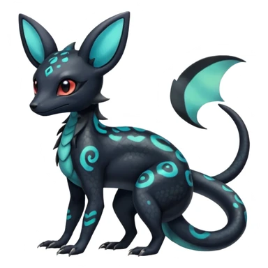 Shiny beautiful gorgeous ethereal Scaley Exotic Salandit-Umbreon-Fakémon-hybrid-creature (full body) with pretty markings sticker