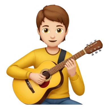 yellow Guy with brown hair playing a guitar sticker