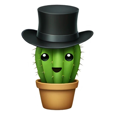 cactus with black top hat sticker