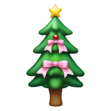 Christmas tree with light pink bow sticker