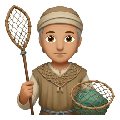 fisher with net in Medieval Villagers sticker