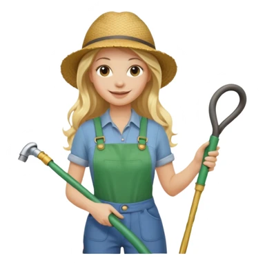 blonde lon hair female gardener hose sticker