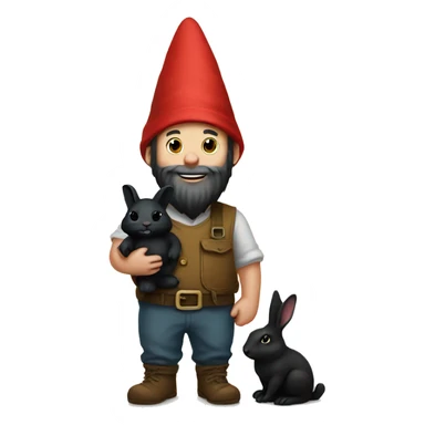Gnome holding a black bunny  sticker