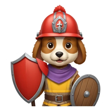 Dog with helmet and wooden shield sticker