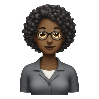 black girl with curly hair and glasses sticker