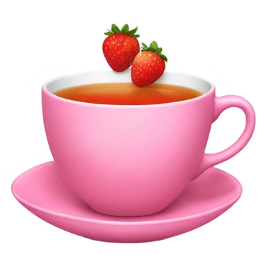 Pink tea cup filled with strawberry tea sticker