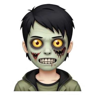 boy zombie with black hair emo Whith black grillz sticker