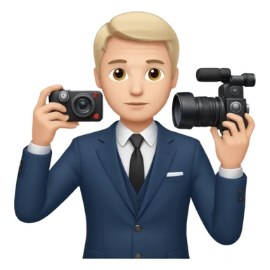 russian man journalist with camera sticker