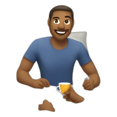 2 homme blanc  qui parle autour d’une bonne tasse de thé dans une chambre avce 2 lit simple  sticker