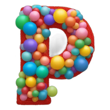 the letter U made of balloons, colored yarn balls sticker