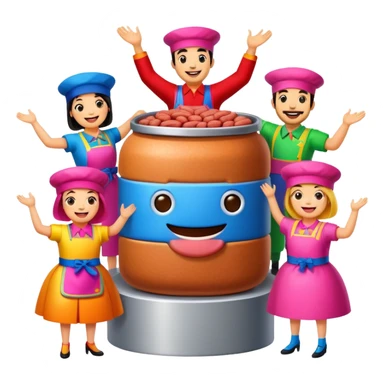 spam artists welcoming guests at a spam meat exhibition  sticker