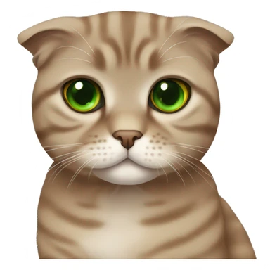 Brown scottish fold cat with green eyes  sticker