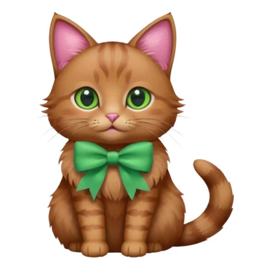   brown cat with green eyes and a pink bow sticker