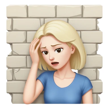 A woman hitting her head on a wall sticker