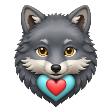 cute dark grey wolf inside heart sticker