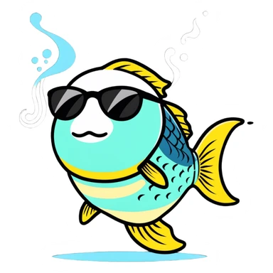 Fish smoking a blunt with sunglasses  sticker