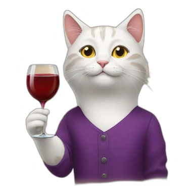 cat with a glass of wine sticker
