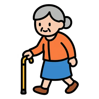 elderly woman with short hair walking sticker