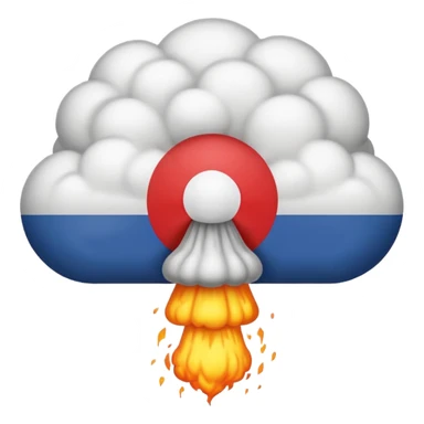French flag as background with a nuclear mushroom cloud explosion overlaid, emoji style sticker