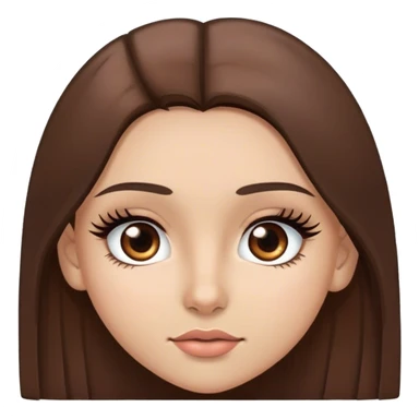 Chica morena clara, ojos cafes con pestañas grandes y pelo lacio y largo color cafe oscuro sticker