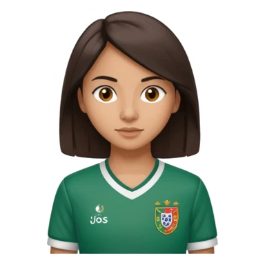 morena, cabelo liso, olhos castanho, nariz pequeno e blusa do sporting clube de portugal  sticker