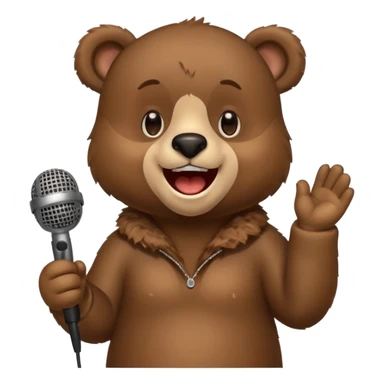 happy bear cute singing with microphone sticker