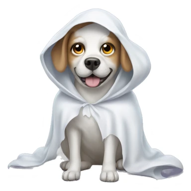 A dog in a ghost costume sticker