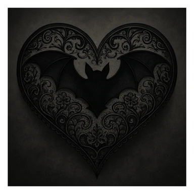 gothic heart with a bat motif sticker