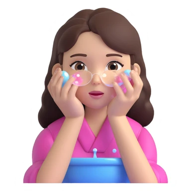 brunette girl washing her face with bubbles sticker