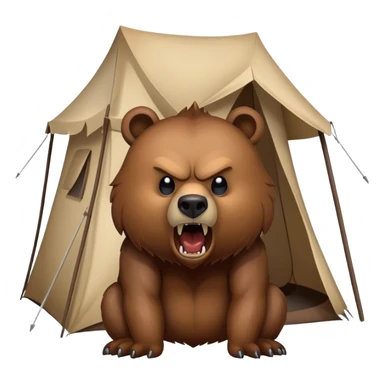 angry grizzly bear outside of a tent sticker