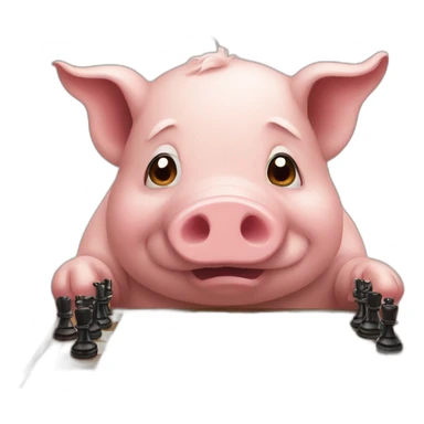 A pig playing chess  sticker